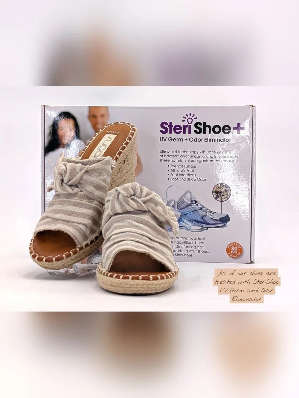 Sugar Hundreds Sz 10M Cream/Tan Canvas Knotted Bow Espadrille Wedge Mule